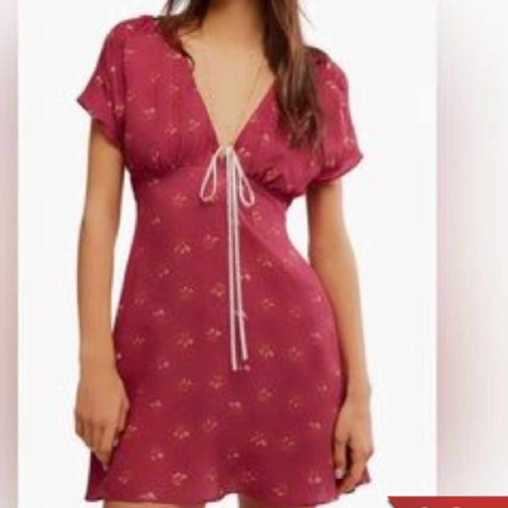 NWT Free People Everyone's Favorite Mini Dress in the Earth Red Combo size S